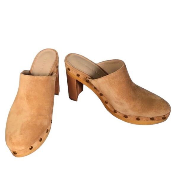 Veronica Beard Grita Suede Clogs in tan 10 - Picture 4 of 6